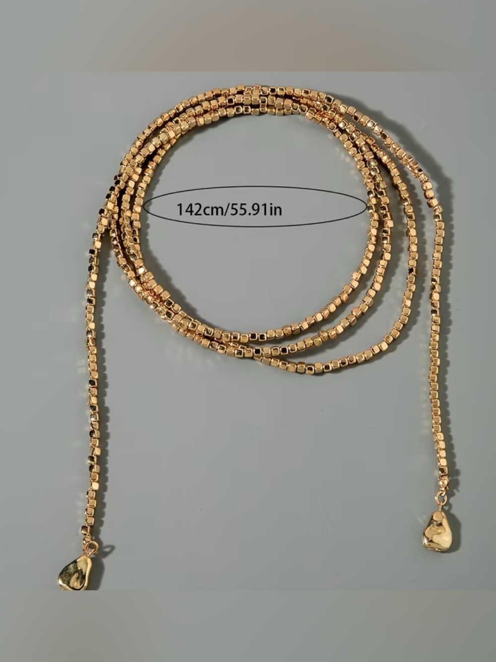 Layered Gold Lariat Choker Necklace - Picture 2 of 4